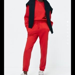 NWT Zara Basic Sweatshirt and Plush Jogging Pants - Red